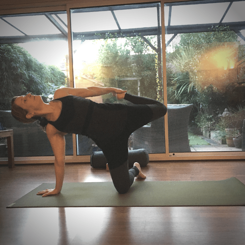 Half side plank with half bow